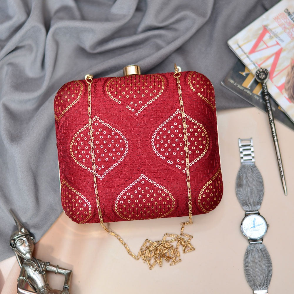 Sequin Leaf Splendor - Red