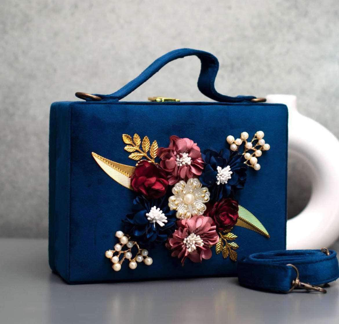 Suede Velvet Suitcase Style with Motifs