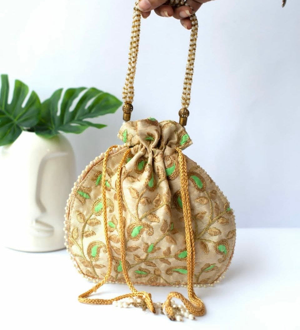 Potli - cream with green