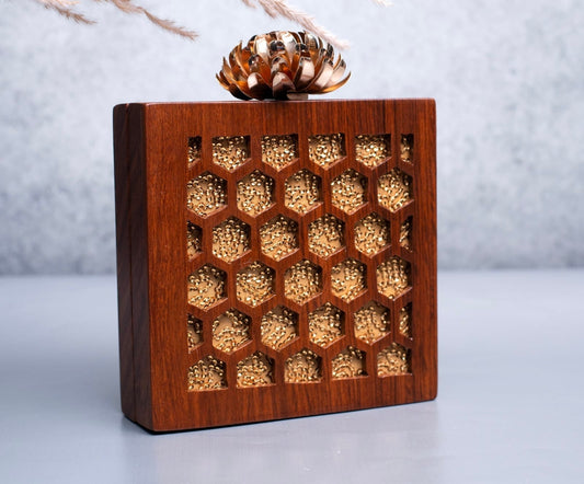 Wooden glitter clutch