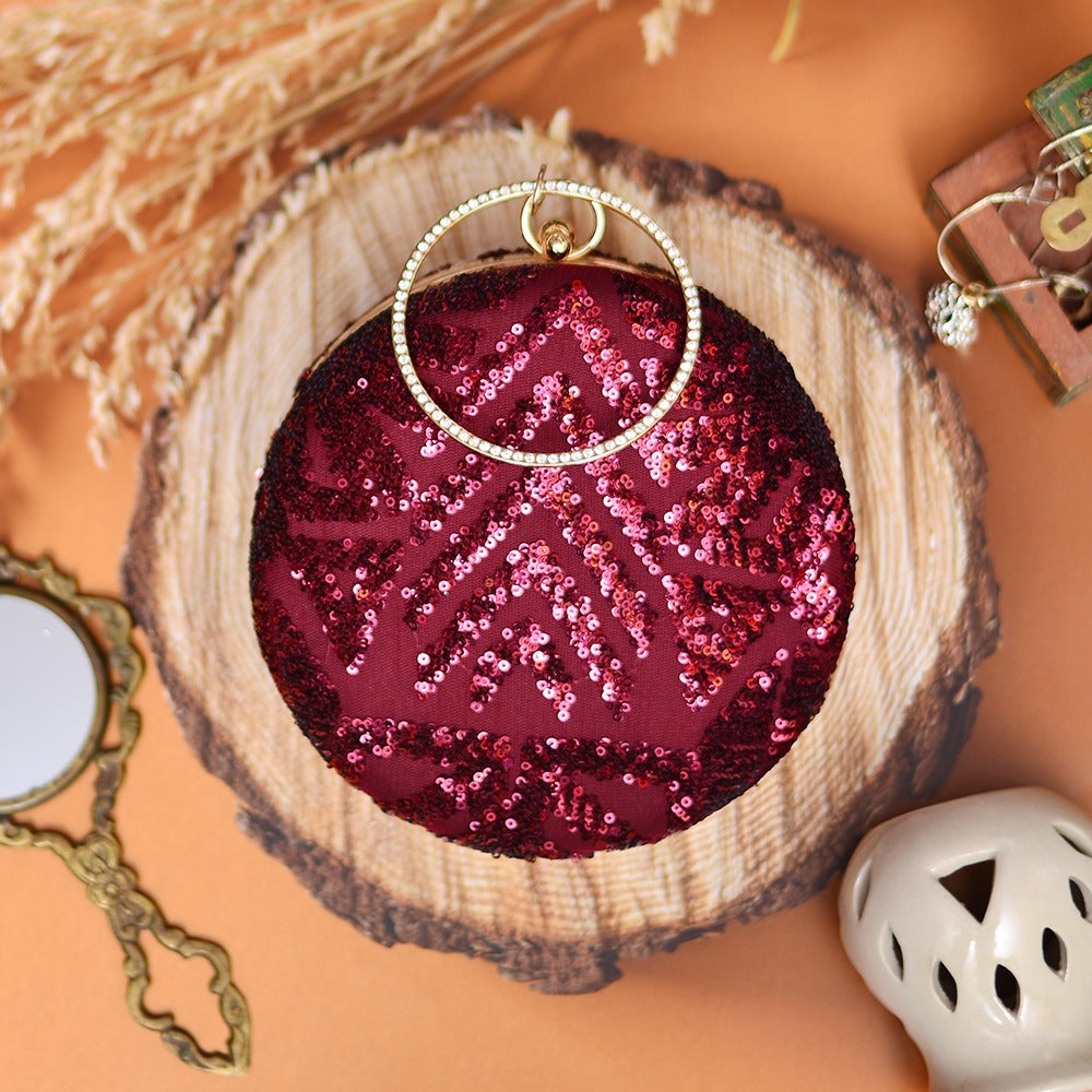 Round Sequin Clutches