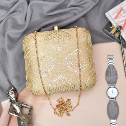 Sequin Leaf Splendor - Beige