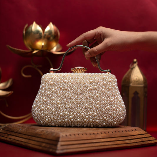 Cascading Pearl Handle Clutch