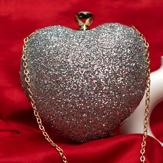 Heart Glitter - Silver